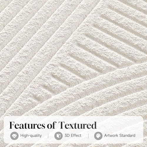 Large 3D Textured Modern White Abstract Wall Art for Living Room (3 Count)