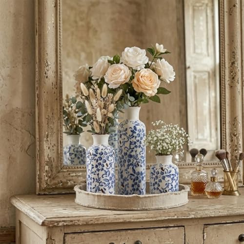 Chinoiserie Decor Ceramic Vases Set (3 Count)