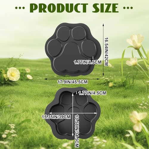 Set of 2 Large Paw Print Stepping Stones Mold Pavers for Outside Walkway (2 Count)