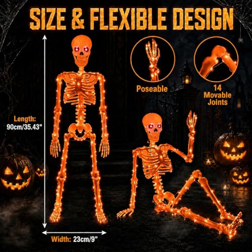 Halloween Decorations Outdoor Skeletons Set (Orange)