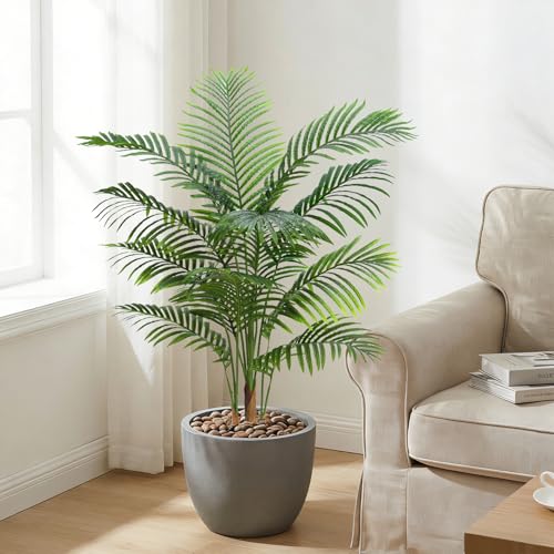 Artificial Palm Tree Indoor Plant 4FT Tall Fake Tropical Palm Tree in Pot
