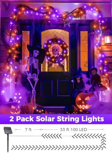 2Pack Solar Halloween Lights Outdoor (80 Foot)