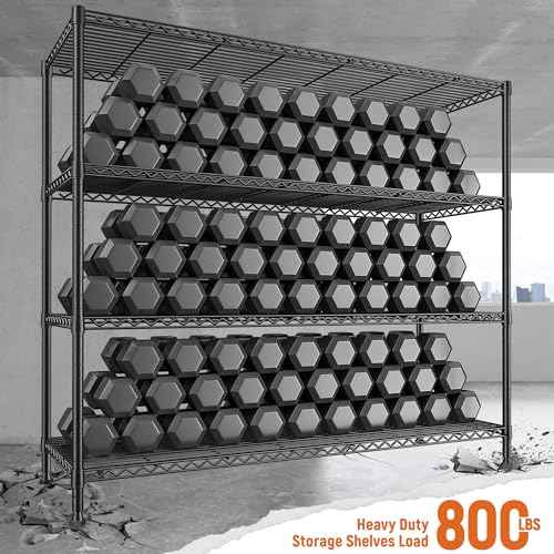 4 Tier Storage Shelves 45.3''W Wire Shelving Unit for Garage (2 Count)