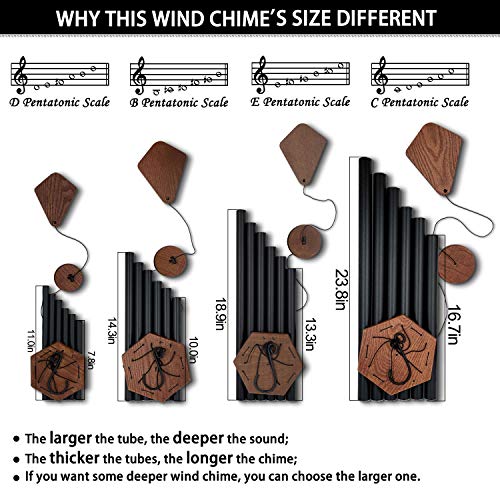 Outdoor Wind Chimes 28 inch Black Garden Patio Gift Patio Porch Home Yard