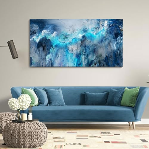 Blue Canvas Wall Art Modern Abstract Wall Decor for Living Room Contemporary Pictures for Bedroom Wall Decor Artwork for Walls Dinning Room Decoration Wall Navy Blue Office Decor20×40IN