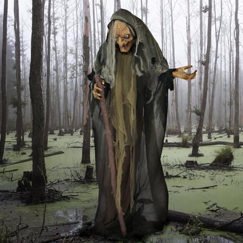 Life Size Scary Poseable Talking Witch (Gothic, Halloween-themed)