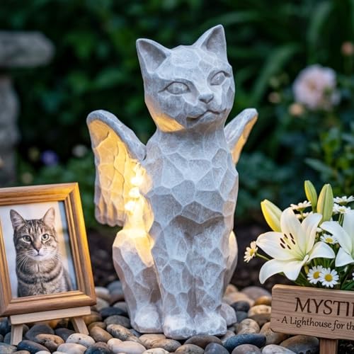 Solar Angel Cat with LED Lights