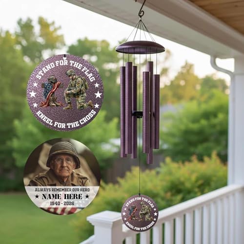 Personalized Memorial Soldier Wind Chimes for Loss Dad Comrade