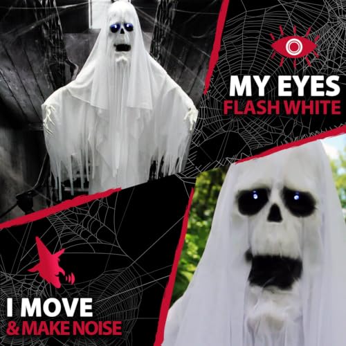 6.0-Ft. Life-Size Talking Ghost Halloween Animatronic (72" Standing Ghost)