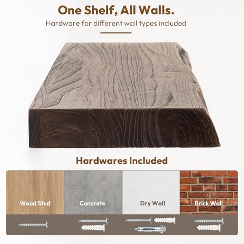 Wood Floating Shelves Live Edge 40” Set of 2 (2 Count)