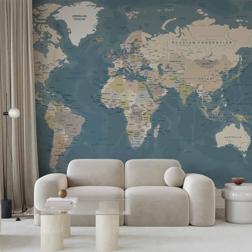Wall Mural World Map 173x124 in (149.51 Sq Ft)