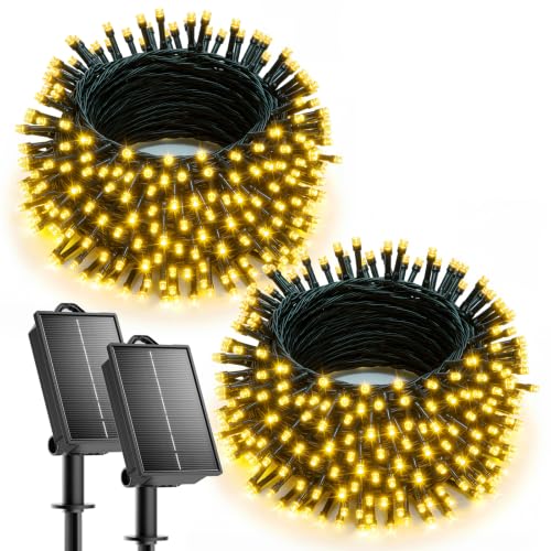 2 Pack Solar Christmas String Lights Outdoor (144 Foot)