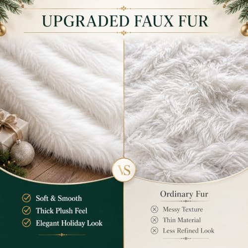 24 Inch White Faux Fur Christmas Tree Skirt