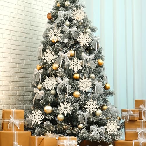 36PCS Wooden Christmas Decoration Snowflake Ornaments to Paint Christmas Ornaments for Tree Crafts Cutouts Unfinished (36 Count)