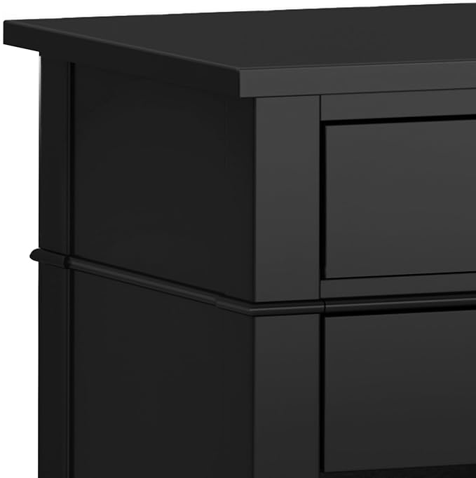 SIMPLIHOME Carlton SOLID WOOD 24 Inch Wide Contemporary Bedside Nightstand Table in Black, For the Living Room and Bedroom