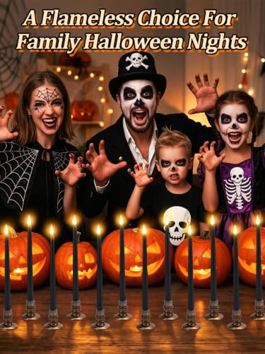 24 Pcs Halloween Black LED Flameless Candles with Remote (24 Count)