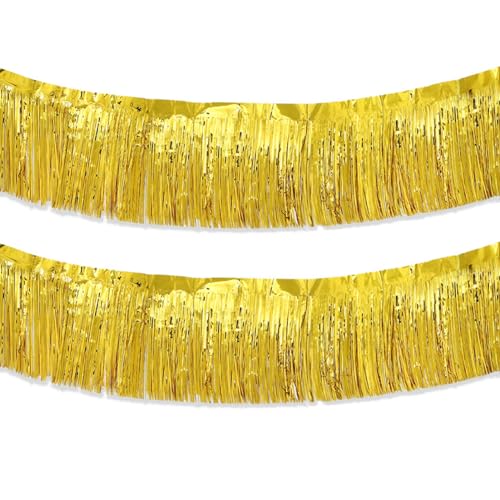 Gold Foil Fringe Garland 10FT 2packs for Parade Float Decorations (20 Foot)