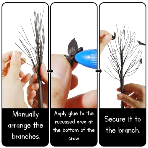 6 Pcs Halloween Village Trees with Crows (6 Count)