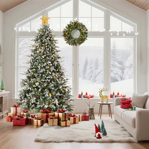 6 FT Snow Flocked Christmas Tree with 300 Warm Lights