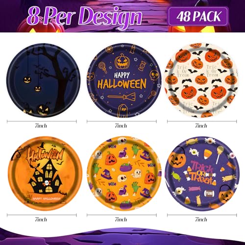48 PCS Halloween Paper Plates 7 inch (50 Count)