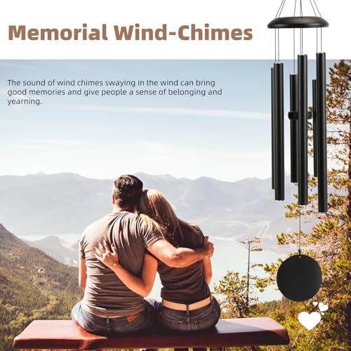 Wind-Chimes-Outdoor-Large-Decor, Deep Tone Soothing Melodic Tones Windchimes, Wind Chimes for Outside, Memorial Wind Chime Best Gift for Mom Women Grandma Neighbors（40" Black）