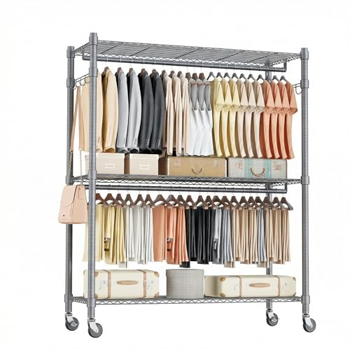 Rolling Clothes Rack Heavy Duty