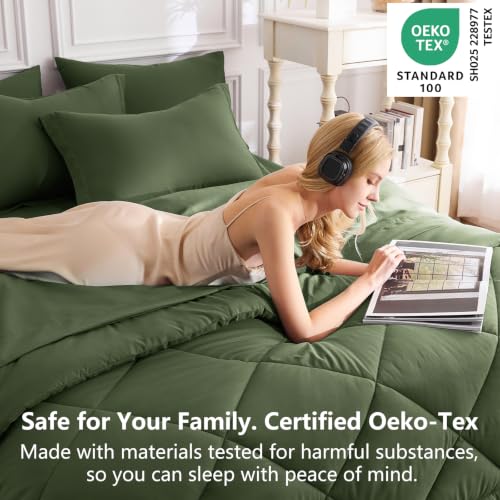 Queen Comforter Set Olive Green