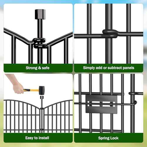 10 Panel No Dig Decorative Garden Fence with Gate 48"H x 22.6'L Dog Barrier (9.8 Sq Ft)