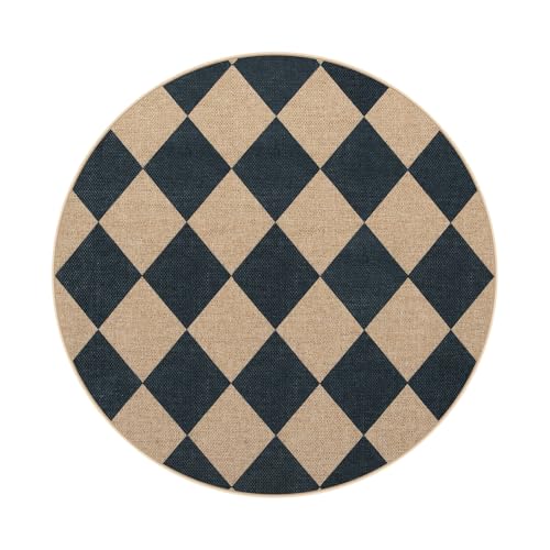 Checkered Easy Jute Round Rug 3ft (8.89 Count)