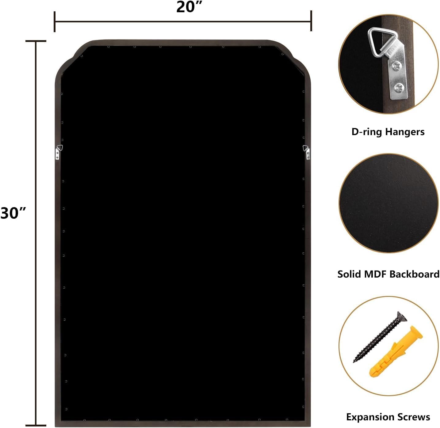 WallBeyond Wood Bathroom Mirrors for Wall Mounted, 20" x 30" Rustic Wood Frame Wall Mirrors Decorative for Living Room or Bedroom Vanity Mirror (Black)