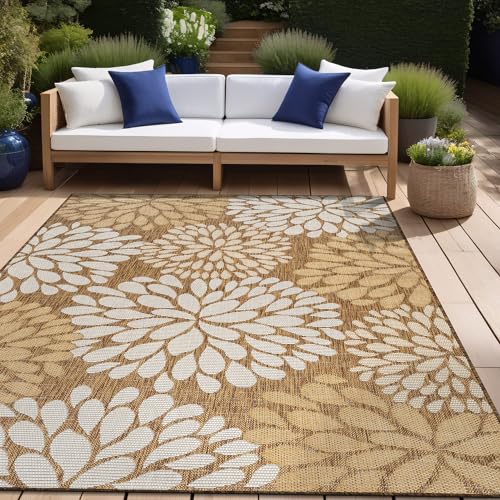 Outdoor Rug 6x9 Modern Exotic Tropical Leaf Area Rugs for Indoor and Outdoor Patio Deck Porch Garden Water Resistant Washable Outside Carpet