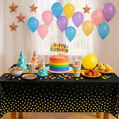 6Pcs Black and Gold Graduation Tablecloth
