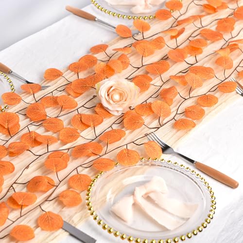 86 Feet 12 Strands Artificial Eucalyptus Leaf Plants Fall Garland Vine Hanging Eucalyptus Garland Thanksgiving Decor for Home Kitchen Wedding Wall Decor (86 Foot)