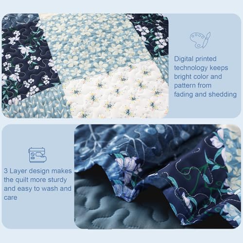 Reversible Boho Quilts Twin Size Blue