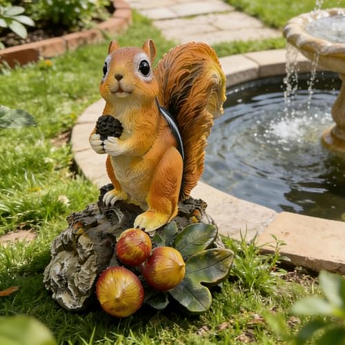 Squirrel Garden Statue Resin Outdoor Sculpture for Yard Patio Lawn Decor