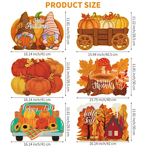 6 Pack Fall Pumpkin Plastic Placemats Autumn Harvest Table Mats (6 Count)