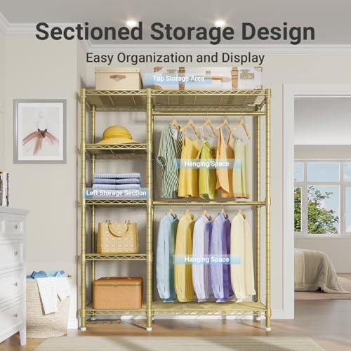 V7 Garment Rack with Shelves Portable Closet for Hanging Clothes