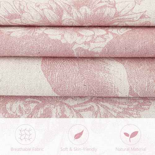 Set of 2 Linen Floral Throw Pillow Covers Neutral Vintage Print Decorative Cozy Cushion Covers Farmhouse Boho Home Decor for Sofa Chair Couch Bedroom Living Room