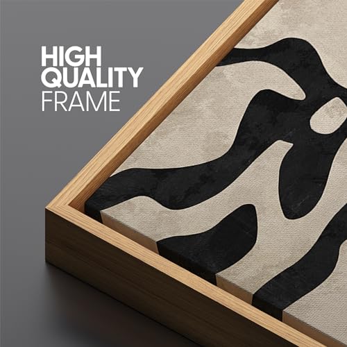 Extra Large Framed Canvas Print Wall Art Abstract Contours Black and White Illustrations Antique Retro Fine Art Illustrations Decorative Colorful for Bedroom