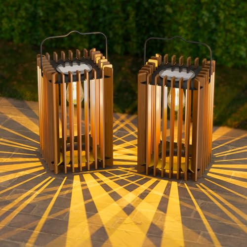 2 Pack Solar Lanterns Outdoor Hanging Portable Table Top Decorative Lamp DIY Lantern Lights Water (2 Count)