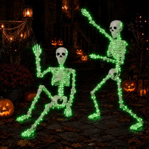 2Pack36 Halloween Lighted Skeleton Deco (Green Light)