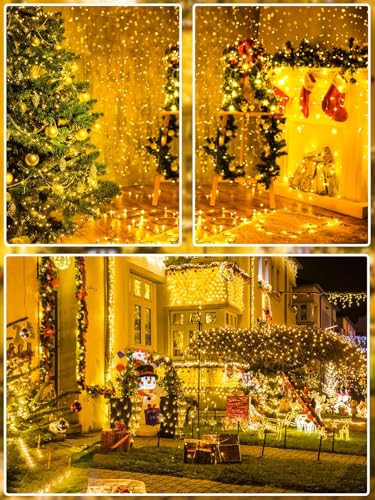 2 Pack Extendable Christmas String Lights Indoor Outdoor 200 LED Warm White