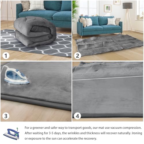 Baby Play Mat for Floor Nursery Rug Muscle Mat Area Rug Playroom Rug 79"x118" Playpen Mat Elastic Foam 1.3" Thick Crawling Mat for Babies