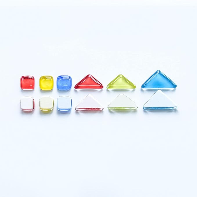 200g Mixed Color Mosaic Tiles Glass Mosaic Glass Pieces for Home Decoration or DIY Crafts, Square Triangle Rectangle, Irregular Size (Yellow Green Pink Mix)