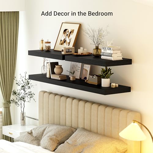 72 x 12 Deep Floating Shelves Wall Mounted Set of 1 Black
