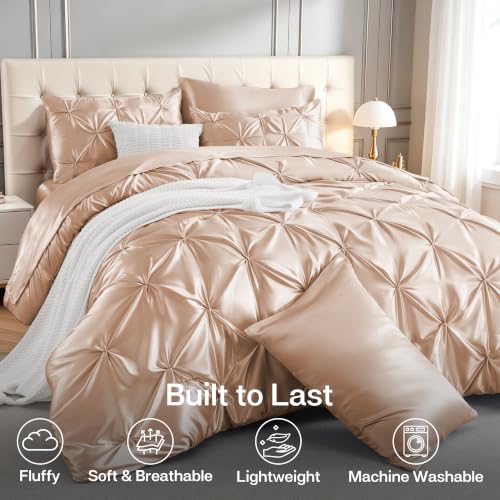 Satin Full Size Comforter Set Champagne