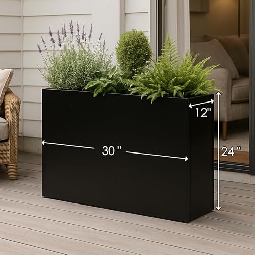 30”Lx12”Wx24”H Metal Planter Box Indoor Outdoor