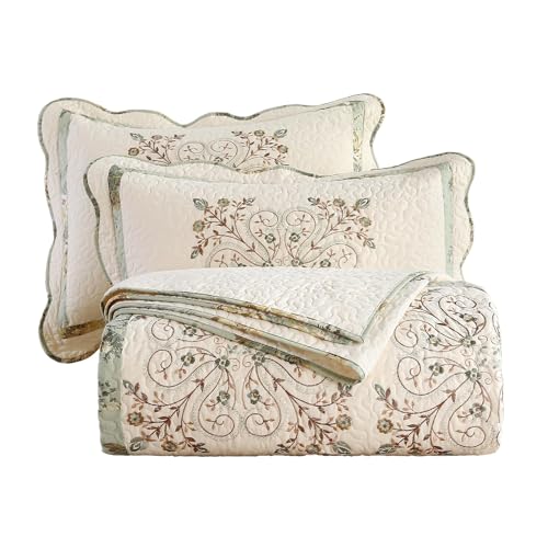 3 Piece Farmhouse Patchwork Quilt Set Oversized Queen