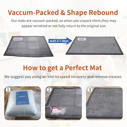 Baby Play Mat Area Rug for Living Room 1.3" Thick Memory Foam 59"×71" Dark Grey (29.36 Sq Ft)