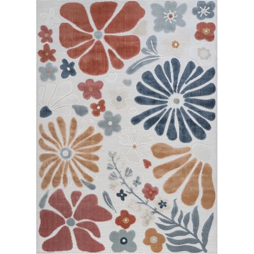 Outdoor Rug 9x12 Large Modern Floral Tropical Area Rugs for Outdoor and Indoor Patio Easy to Clean Non Shedding Living Room Porch Garden Washable Outside Carpet (108 Sq Ft)